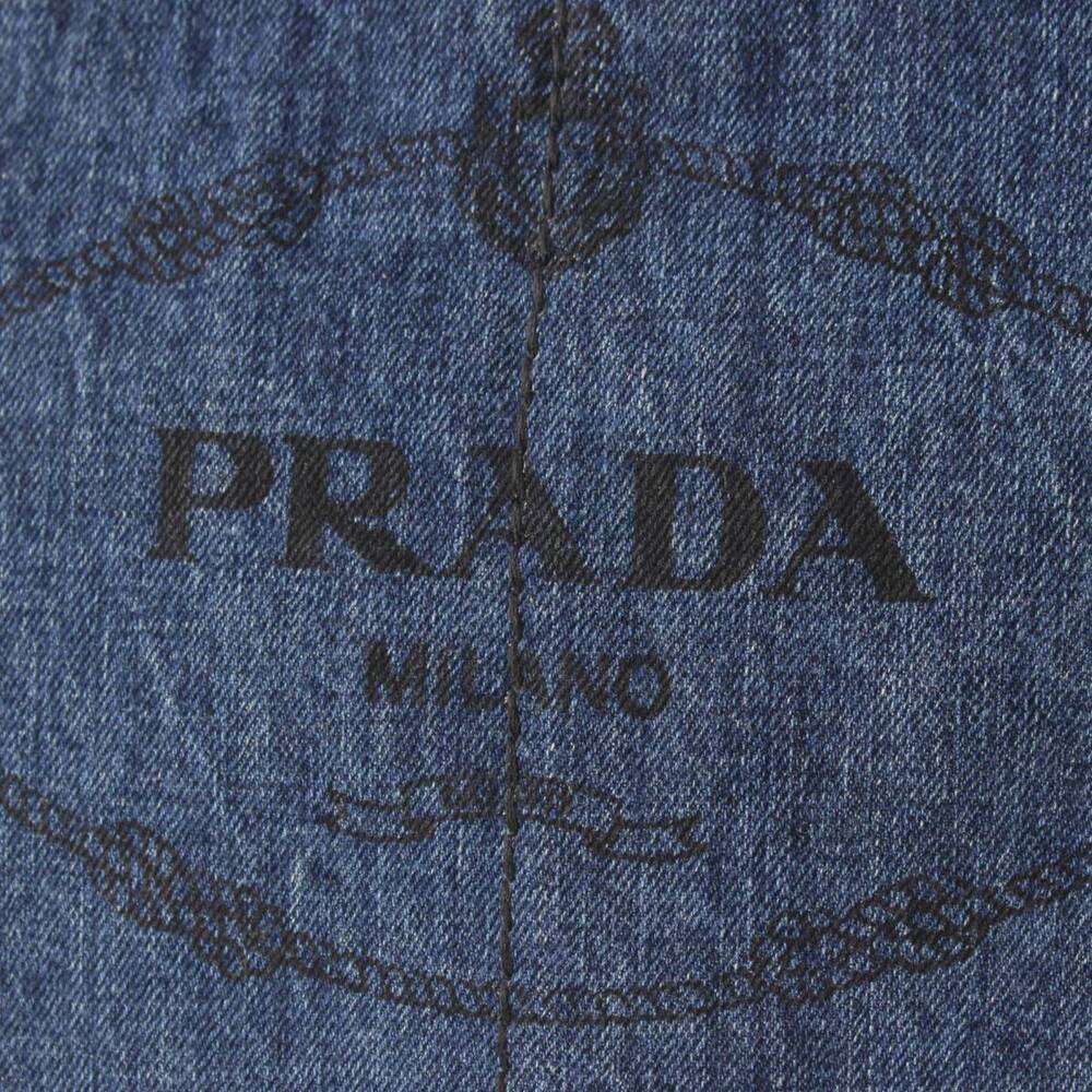Prada Canapa Denim Tote Bag Handbag Indigo Blue - Picture 7 of 10